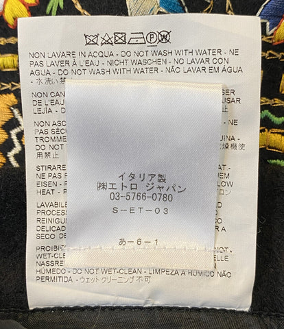 エトロ  刺繍スカート ウール  ブラック      レディース SIZE 42  ETRO