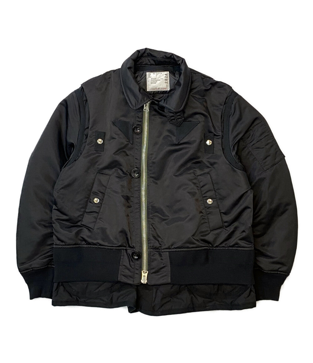 サカイ  ブルゾン ジップアップ ブラック Nylon twill mix Blouson 22AW    22-02824M メンズ SIZE 1  sacai