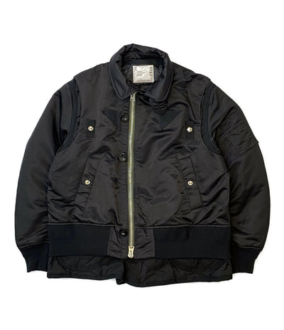 サカイ  ブルゾン ジップアップ ブラック Nylon twill mix Blouson 22AW    22-02824M メンズ SIZE 1  sacai