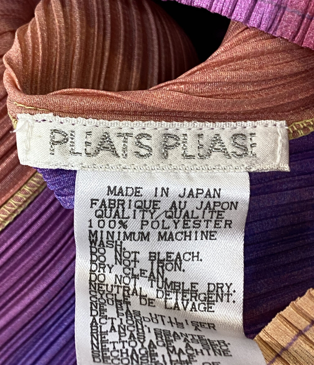 プリーツプリーズ  長袖ワンピース レインボーグラデーションボタン 97aw     レディース SIZE 3  PLEATS PLEASE