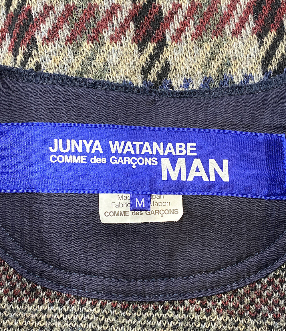 コムデギャルソンジュンヤワタナベマン  スエードエルボーパッチ 総柄カーディガン 12ss     メンズ SIZE M  JUNYA WATANABE MAN