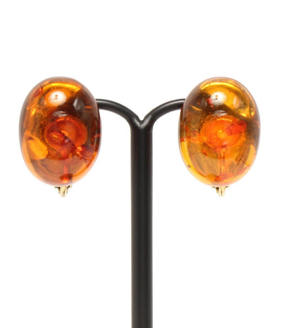 イヤリング 琥珀 レディース