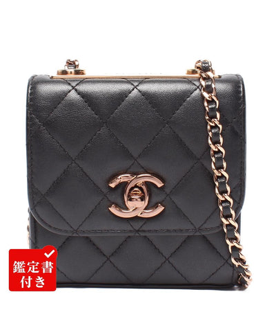 美品 CHANEL チェーンショルダーバッグ ポーチ ミニマトラッセ ゴールド金具 31番台 トレンディCC A81633 レディース シャネル