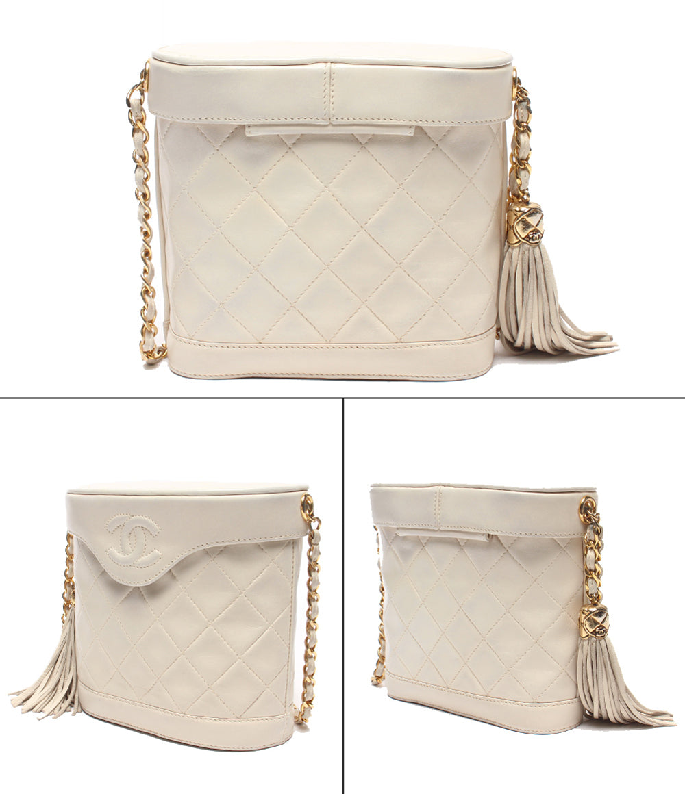 CHANEL チェーンショルダーバッグ バニティケース ゴールド金具 マトラッセ シングルチェーン ラムスキン 1番台 レディース シャネル