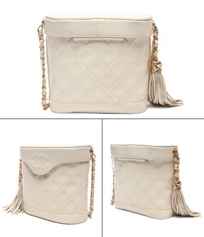 CHANEL チェーンショルダーバッグ バニティケース ゴールド金具 マトラッセ シングルチェーン ラムスキン 1番台 レディース シャネル