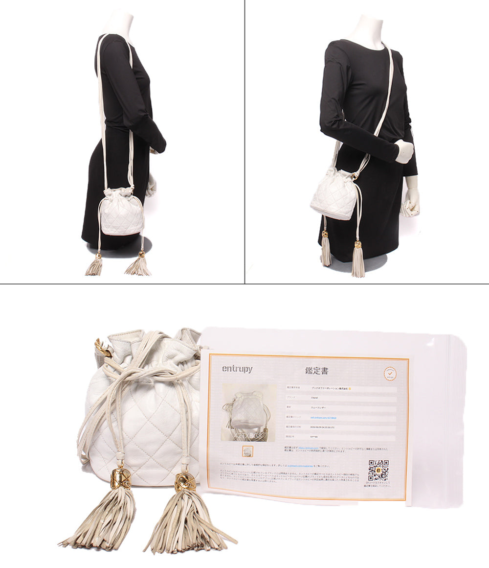 CHANEL ショルダーバッグ 肩掛け 斜め掛け ゴールド金具 1番台 巾着 マトラッセ レディース シャネル