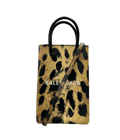 BALENCIAGA ショルダーバッグ 斜め掛け ショッピングフォンホルダー レオパード 593826 メンズ レディース バレンシアガ