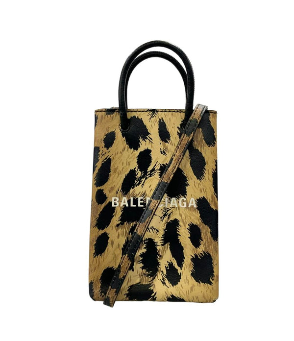 BALENCIAGA ショルダーバッグ 斜め掛け ショッピングフォンホルダー レオパード 593826 メンズ レディース バレンシアガ