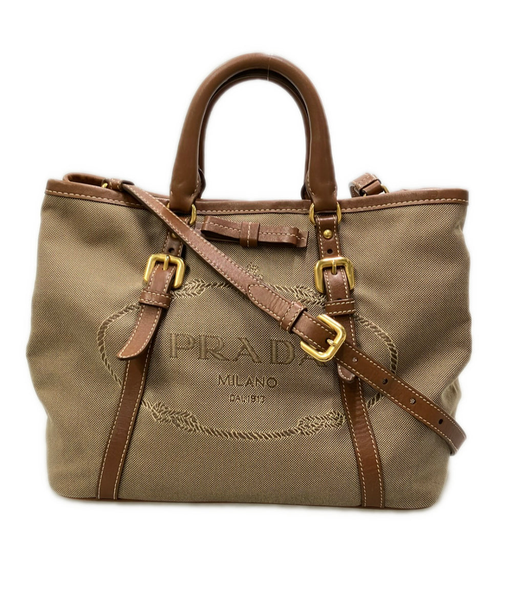PRADA トートバッグ ショルダーバッグ 2WAY 斜め掛け レザー キャンバス レディース プラダ
