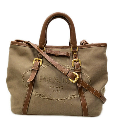 PRADA トートバッグ ショルダーバッグ 2WAY 斜め掛け レザー キャンバス レディース プラダ