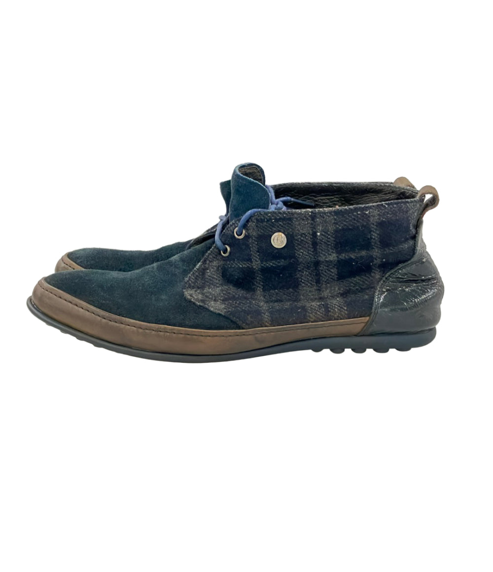 LANVIN en Bleu チャッカブーツ スエード チェック柄 メンズ SIZE 24.5 (XS) ランバンオンブルー