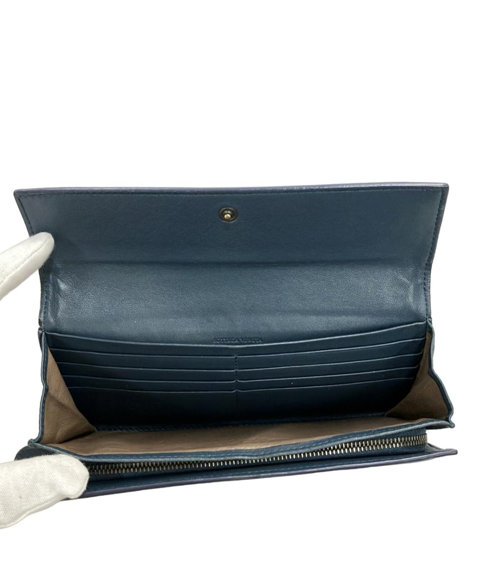 y*5様 BOTTEGA VENETA ブルーレザー長財布 BOTTEGA VENETA 長財布 レザー イントレチャート レディース ボッテガ