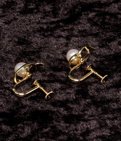 美品 MIKIMOTO イヤリング K18 パール 6.5mm レディース ミキモト