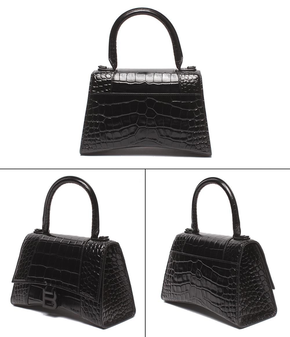 BALENCIAGA 2WAYハンドバッグ ショルダーバッグ クロコ型押し 肩掛け 斜め掛け アワーグラス レディース バレンシアガ