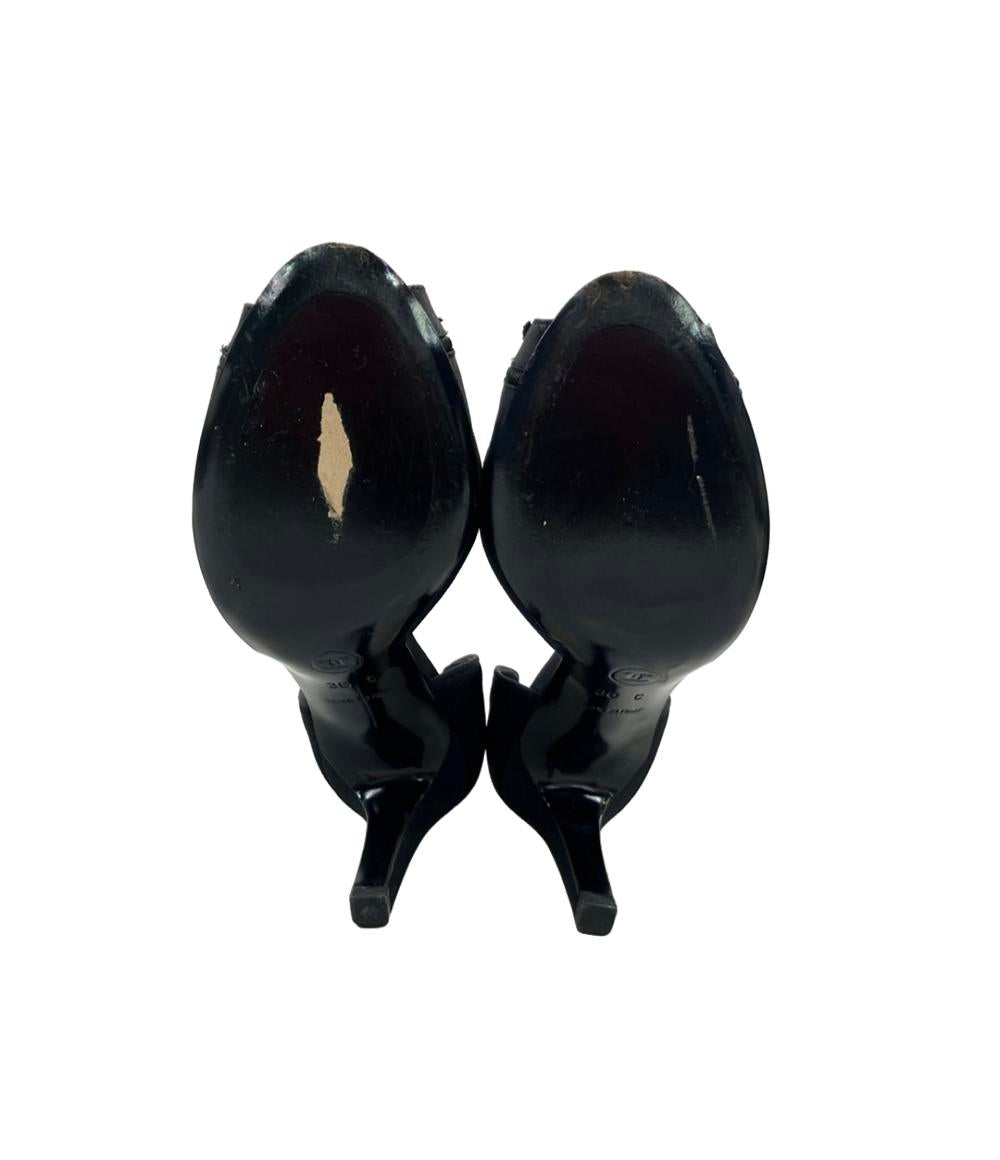 CHANEL オープントゥパンプス サテン ココマーク レディース SIZE 36 C