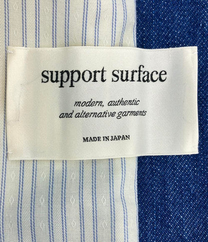 美品 support surface デニムコート タグ付き オーバーサイズ インディゴ レディース SIZE 1 (S) サポートサーフェス