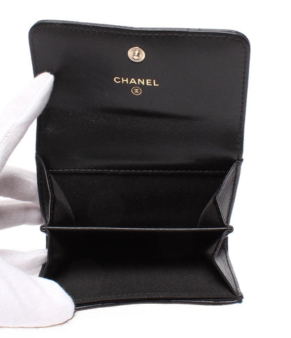 美品 CHANEL コンパクトウォレット コインケース カードケース カメリア 27番台 ゴールド金具 レディース シャネル