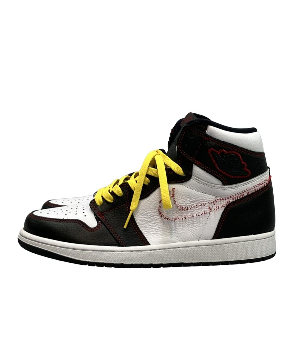 美品 Air Jordan NIKE ハイカットスニーカー ブラック/イエロー/ジムレッド エアジョーダン1 ハイ OG デファイアント CD6679-071 メンズ SIZE 28.0