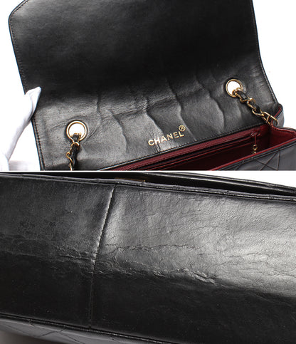 CHANEL チェーンショルダーバッグ ゴールド金具 シングルフラップ シングルチェーン ダイアナ 1番台 マトラッセ ラムスキン レディース シャネル