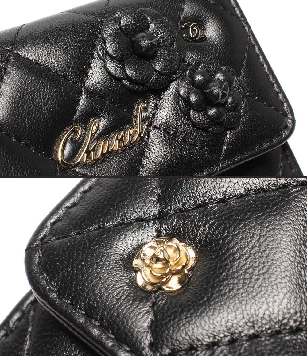 CHANEL コンパクトウォレット ミニ財布 ゴールド金具 27番台 カメリア レディース シャネル