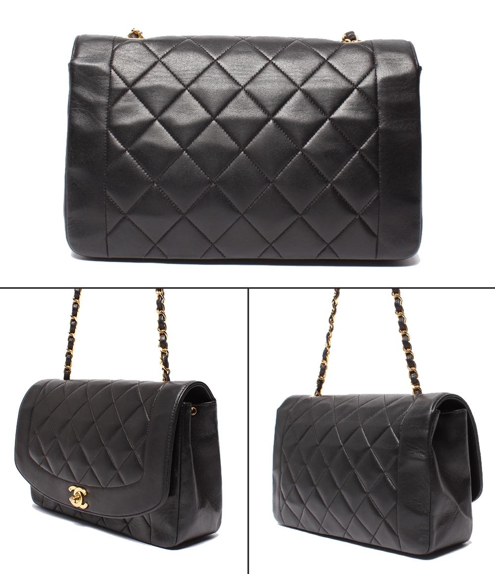 CHANEL チェーンショルダーバッグ マトラッセ ゴールド金具 ラムスキン シングル 斜め掛け ダイアナ25 レディース シャネル