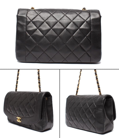 CHANEL チェーンショルダーバッグ マトラッセ ゴールド金具 ラムスキン シングル 斜め掛け ダイアナ25 レディース シャネル