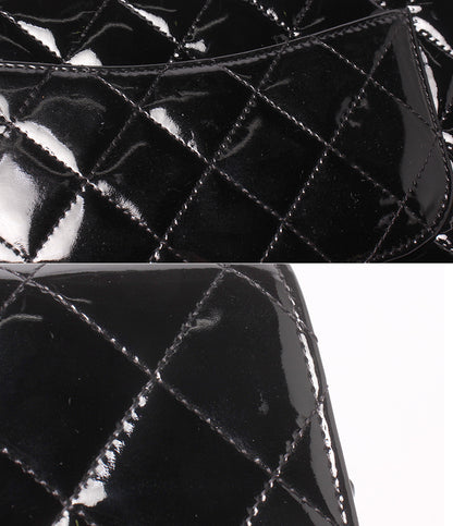 CHANEL チェーンウォレット ショルダーバッグ 斜め掛け シングルチェーン シングルフラップ シルバー金具 17番台 マトラッセ エナメル レディース
