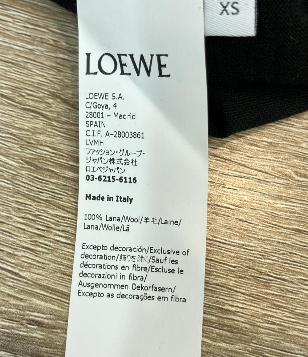 LOEWE 長袖ニットカーディガン クロップド ロゴ刺繍 ウール100%  薄手 ボタン S359Y16K03 レディース SIZE XS ロエベ