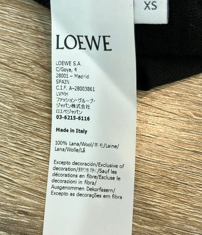 LOEWE 長袖ニットカーディガン クロップド ロゴ刺繍 ウール100%  薄手 ボタン S359Y16K03 レディース SIZE XS ロエベ