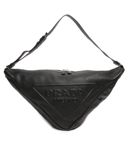 プラダ レザーショルダーバッグ シルバー金具 トライアングル ヴィッテロダイノ メンズ PRADA