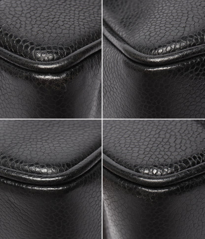 CHANEL チェーンショルダーバッグ マドモアゼル クラシック ゴールド金具 ダブルチェーン シングルフラップ 2番台 キャビアスキン レディース