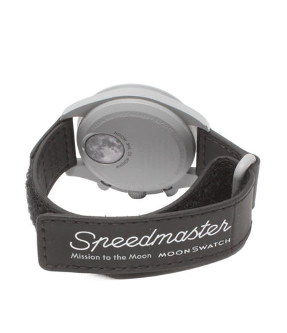 美品 OMEGA Swatch 腕時計 ムーンスウォッチ スピードマスター クオーツ ブラック SO33M100 レディース メンズ オメガ スウォッチ