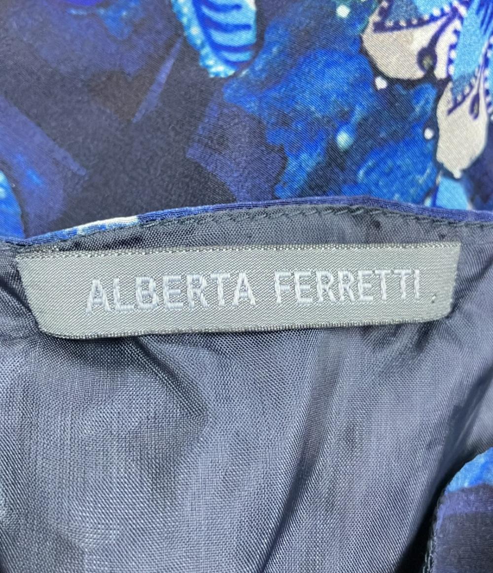 美品 アルベルタフェレッティ 花柄半袖ミディアムワンピース レディース SIZE US2 (XS) ALBERTA FERRETTI