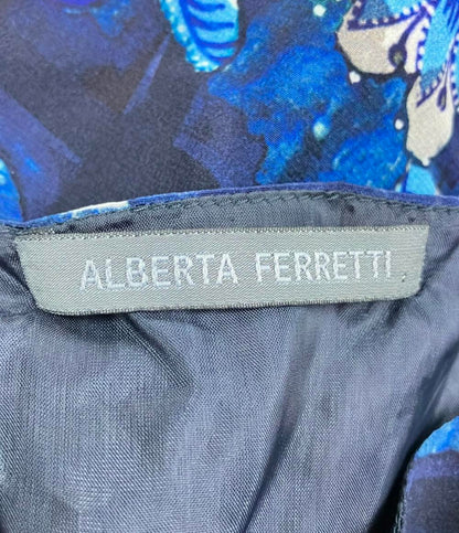美品 アルベルタフェレッティ 花柄半袖ミディアムワンピース レディース SIZE US2 (XS) ALBERTA FERRETTI