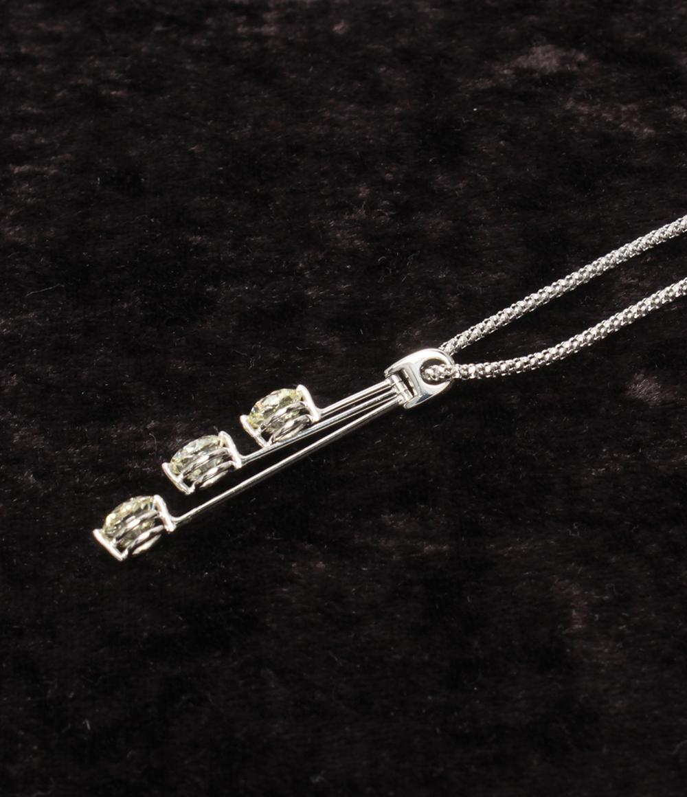美品 ネックレス K18WG Pt900 イエローダイヤ 1.00ct 1.01ct 1.04ct スイング レディース