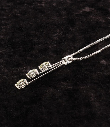 美品 ネックレス K18WG Pt900 イエローダイヤ 1.00ct 1.01ct 1.04ct スイング レディース