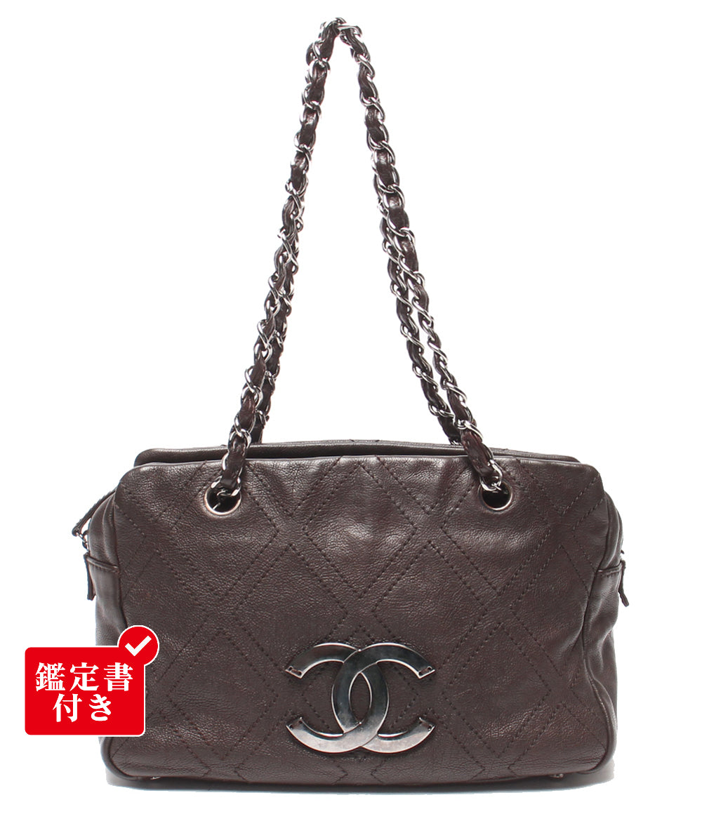 CHANEL チェーントートバッグ ショルダーバッグ 肩掛け シルバー金具 ダイヤモンドステッチ 10番台 レディース シャネル