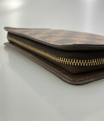 LOUIS VUITTON ラウンドファスナー長財布 PVC レザー ポルトモネジップ ダミエ エベヌ N61728 レディース ルイ・ヴィトン