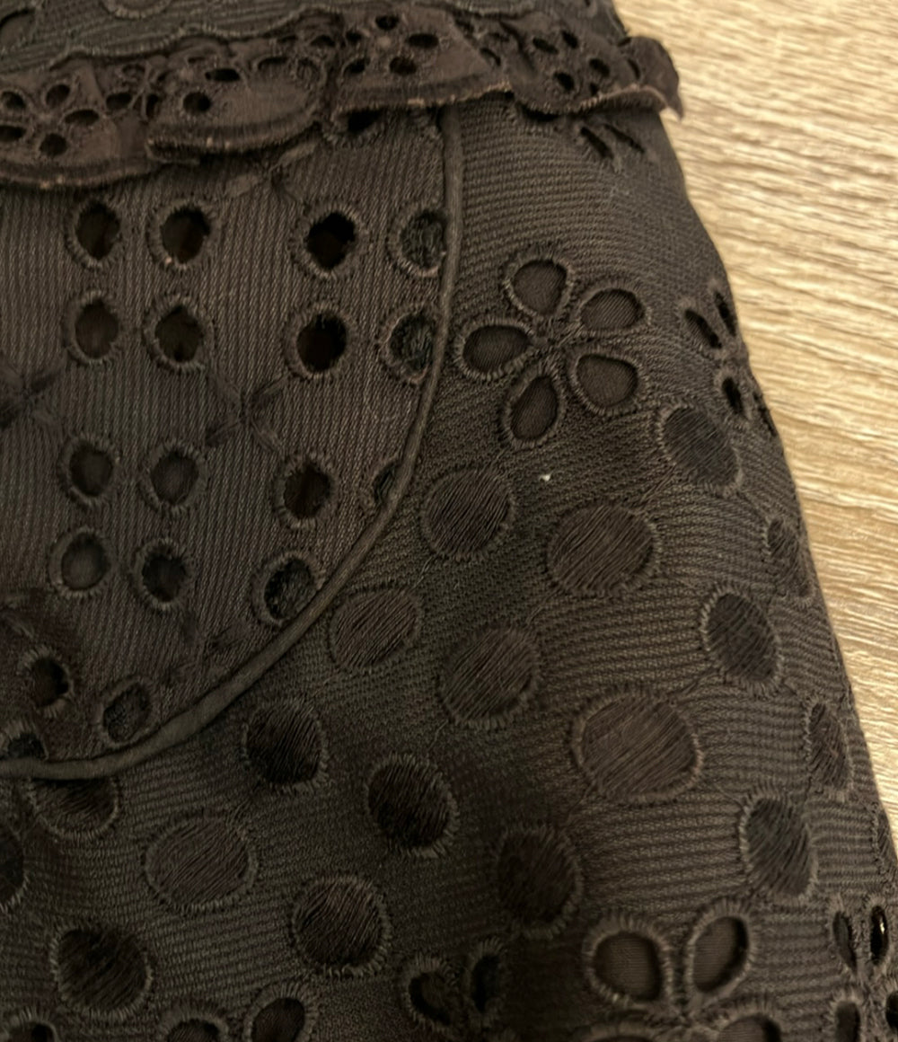 LOUIS VUITTON ルイヴィトンモノグラムレーススカート34ブラック LOUIS VUITTON スカート 膝丈 パンチングレース レディース SIZE 34 (S