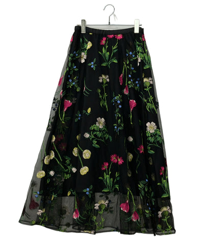 GRACE CONTINENTAL フレアスカート ボタニカルembスカート 0222121014-00 レディース SIZE 36 (S) グレースコンチネンタル