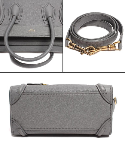 セリーヌ 2way レザー ハンドバッグ ゴールド金具 ラゲージ ナノ ショッパー コール レディース CELINE