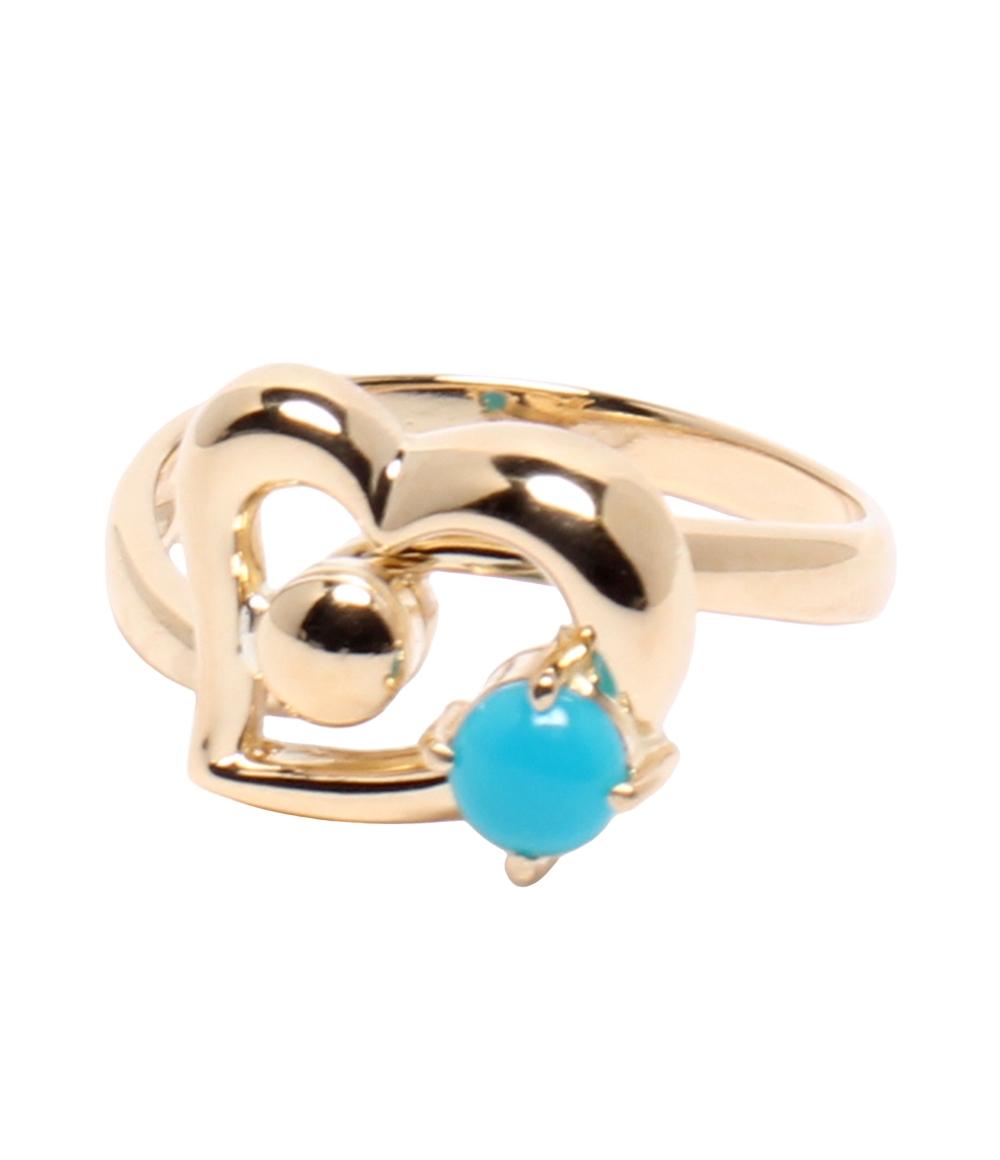 k18ハート10号リング 美品 リング 指輪 K18 ターコイズ ハートモチーフ レディース SIZE 10