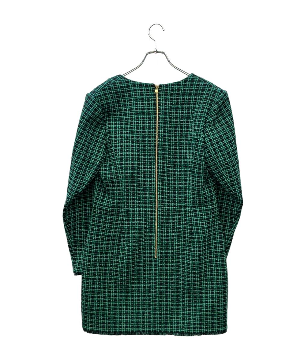 美品 REBECCA VALLANCE 長袖 チェックツイード ワンピース レディース SIZE 10 レベッカヴァランス