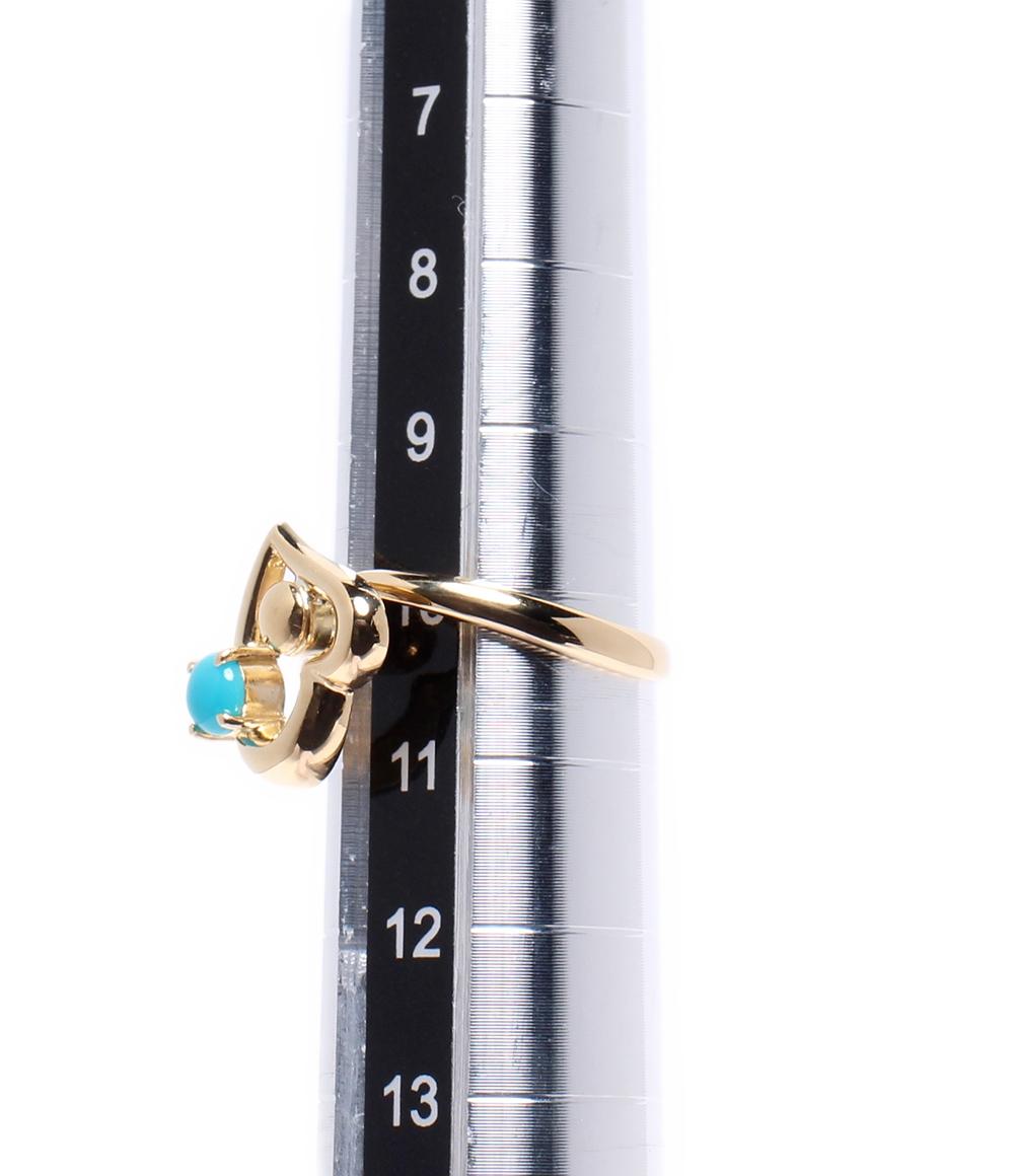 美品 リング 指輪 K18 ターコイズ ハートモチーフ レディース SIZE 10