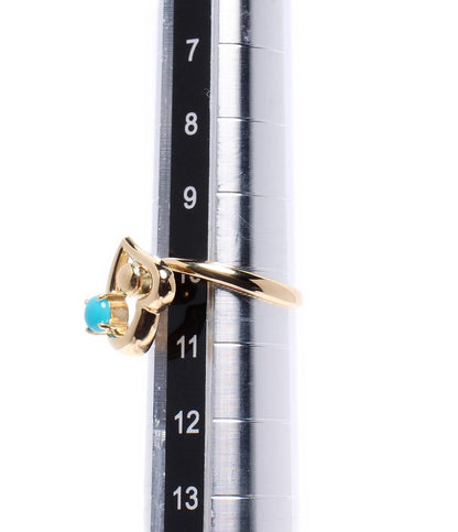 美品 リング 指輪 K18 ターコイズ ハートモチーフ レディース SIZE 10号