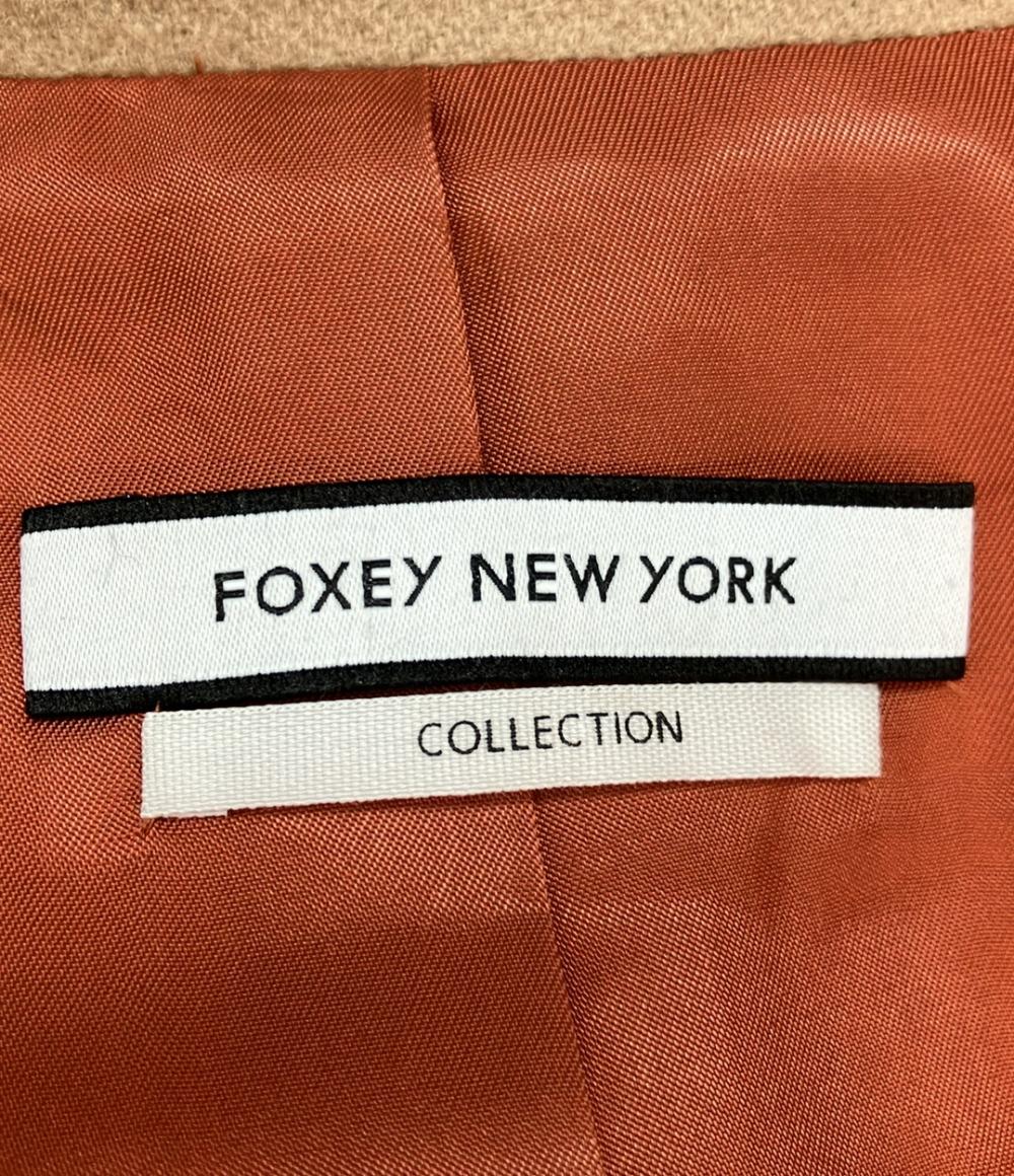 FOXEY NEW YORK COLLECTION ロングコート カシミヤ ダブルボタン キャメル  大きめの襟 フィット フレア 38940-MACFN102T レディース SIZE 40 (M)
