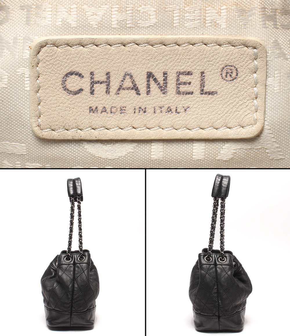 CHANEL チェーンショルダーバッグ 肩掛け シルバー金具 マトラッセ 巾着 10番台 レディース シャネル
