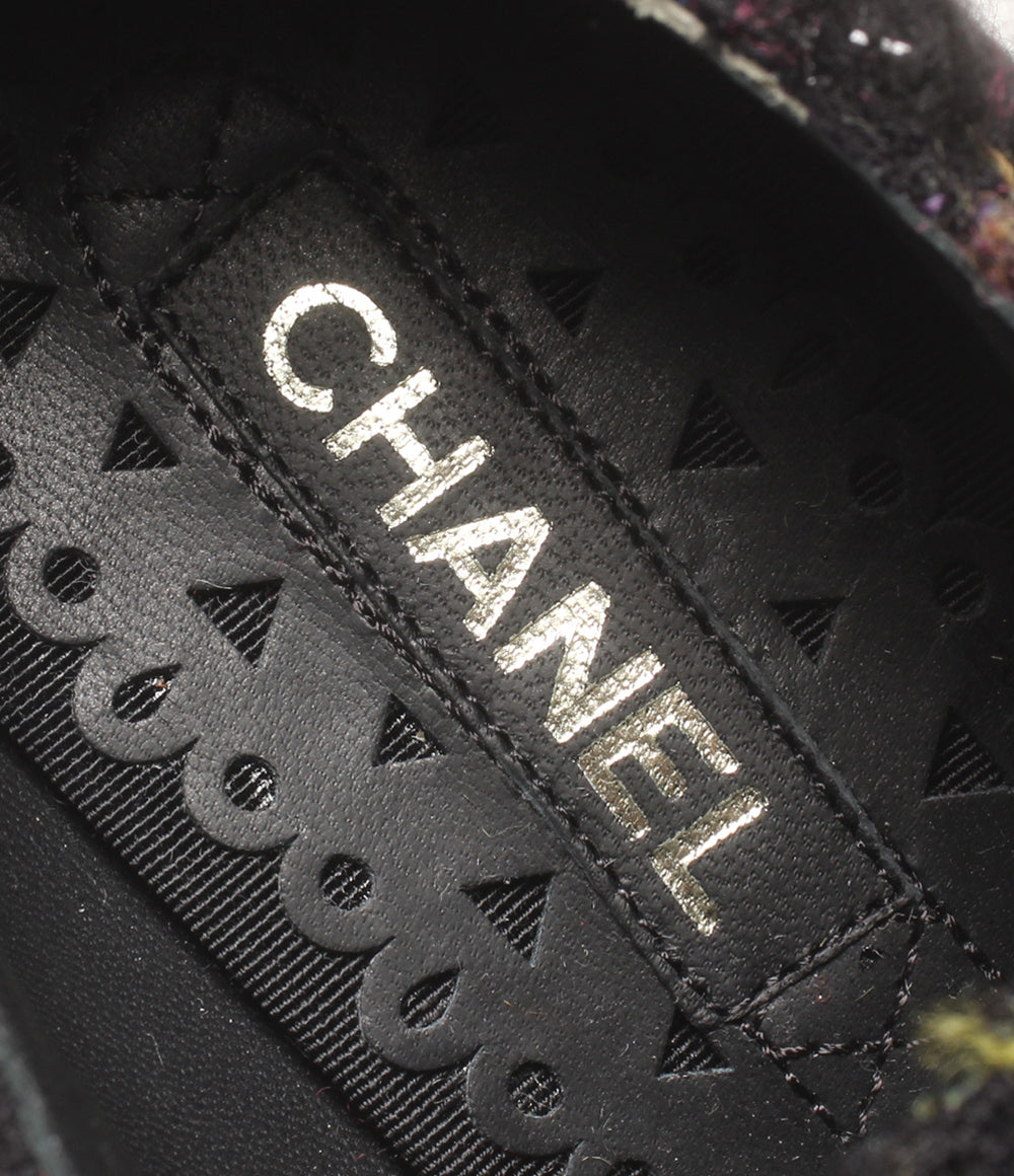 美品 CHANEL プラットフォームシューズ ツイード 厚底 レディース SIZE 37 シャネル