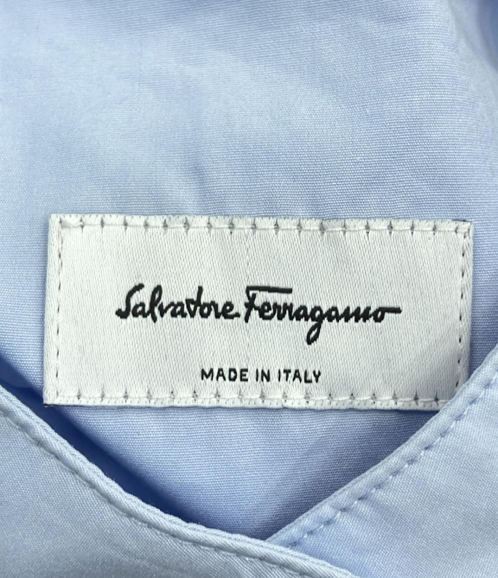 美品 Salvatore Ferragamo 半袖ブラウス ノーカラーブラウス レディース SIZE 38 (S) サルヴァトーレフェラガモ