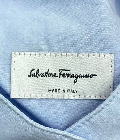 美品 Salvatore Ferragamo 半袖ブラウス ノーカラーブラウス レディース SIZE 38 (S) サルヴァトーレフェラガモ